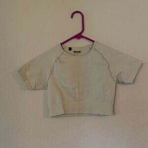 Women's Cream Short Sleeve Crop Top